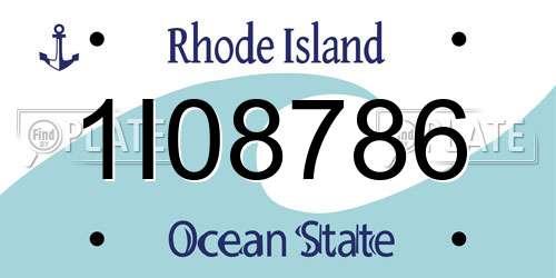 1I08786 Rhode Island License Plate