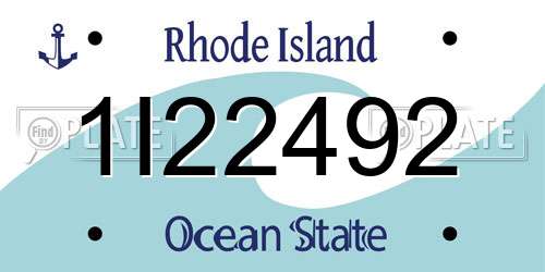 1I22492 Rhode Island License Plate