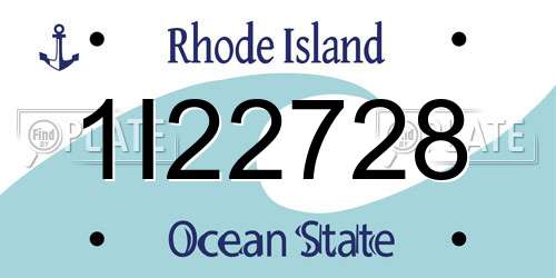 1I22728 Rhode Island License Plate