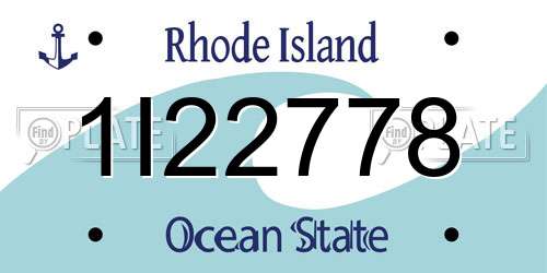 1I22778 Rhode Island License Plate