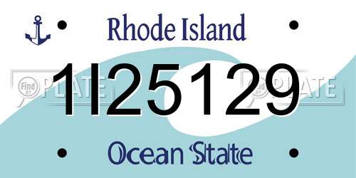 1I25129 Rhode Island License Plate