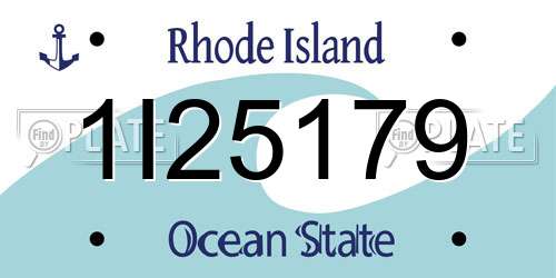 1I25179 Rhode Island License Plate