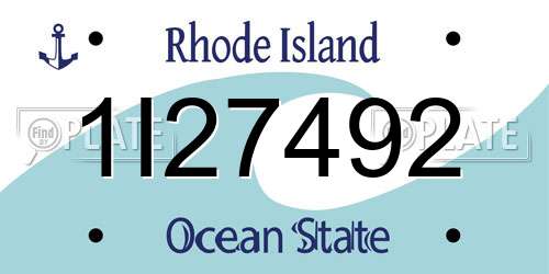 1I27492 Rhode Island License Plate