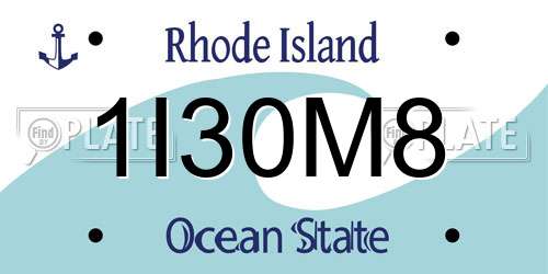 1I30M8 Rhode Island License Plate