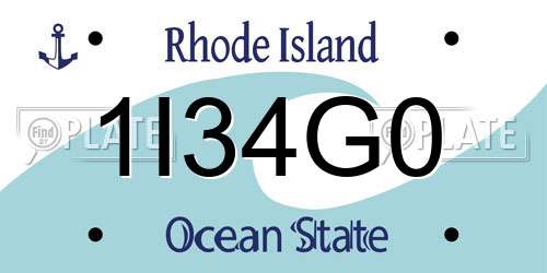 1I34G0 Rhode Island License Plate