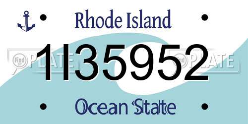 1I35952 Rhode Island License Plate