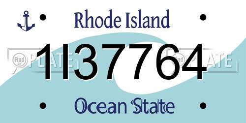 1I37764 Rhode Island License Plate