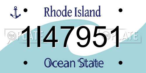 1I47951 Rhode Island License Plate