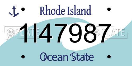 1I47987 Rhode Island License Plate