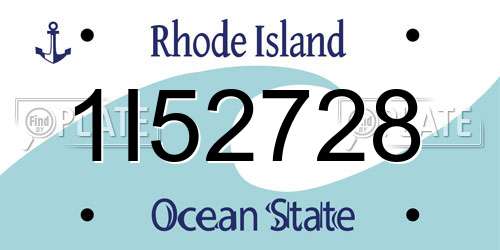 1I52728 Rhode Island License Plate
