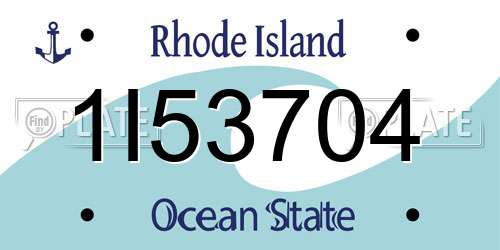 1I53704 Rhode Island License Plate
