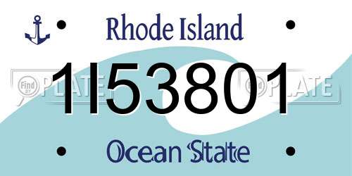 1I53801 Rhode Island License Plate