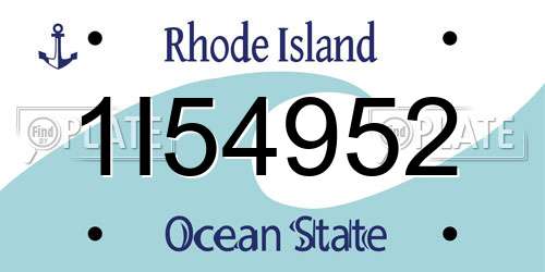 1I54952 Rhode Island License Plate