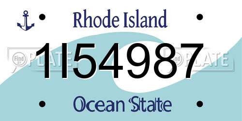 1I54987 Rhode Island License Plate