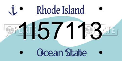 1I57113 Rhode Island License Plate