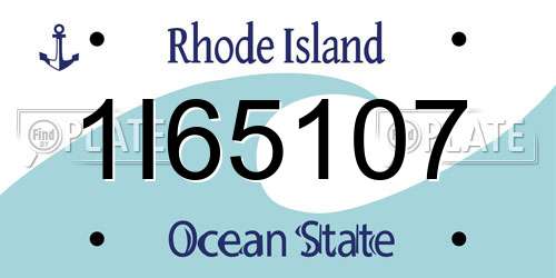 1I65107 Rhode Island License Plate