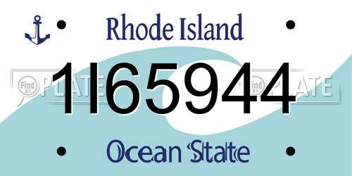 1I65944 Rhode Island License Plate