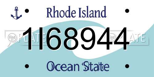 1I68944 Rhode Island License Plate