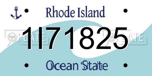 1I71825 Rhode Island License Plate