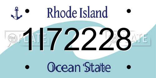 1I72228 Rhode Island License Plate