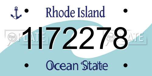1I72278 Rhode Island License Plate