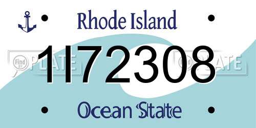 1I72308 Rhode Island License Plate