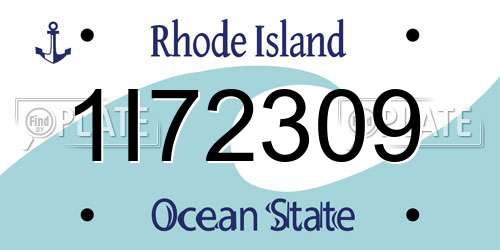 1I72309 Rhode Island License Plate