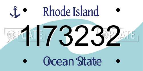 1I73232 Rhode Island License Plate