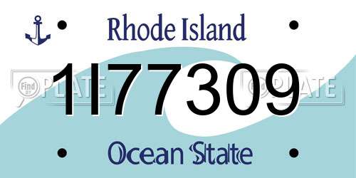 1I77309 Rhode Island License Plate