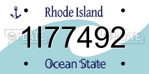 1I77492 Rhode Island License Plate