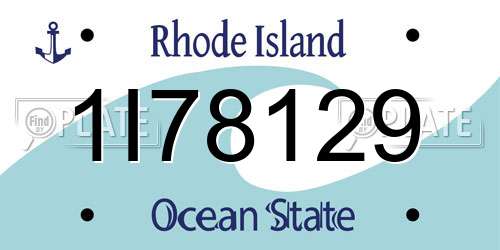 1I78129 Rhode Island License Plate