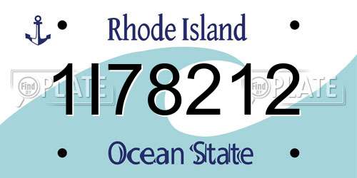 1I78212 Rhode Island License Plate