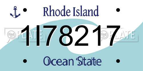 1I78217 Rhode Island License Plate