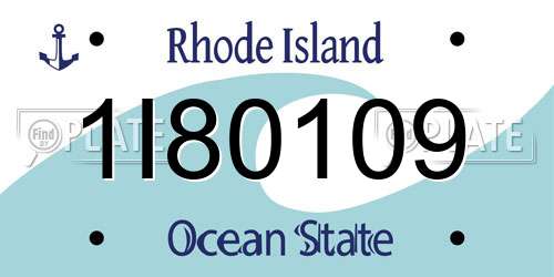 1I80109 Rhode Island License Plate