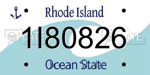 1I80826 Rhode Island License Plate