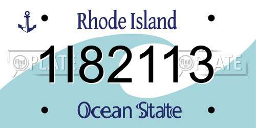 1I82113 Rhode Island License Plate