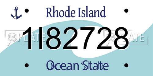 1I82728 Rhode Island License Plate