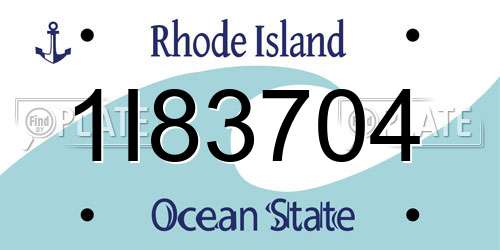 1I83704 Rhode Island License Plate
