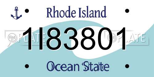 1I83801 Rhode Island License Plate