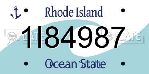 1I84987 Rhode Island License Plate