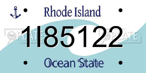 1I85122 Rhode Island License Plate
