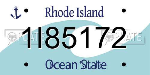 1I85172 Rhode Island License Plate