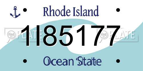 1I85177 Rhode Island License Plate