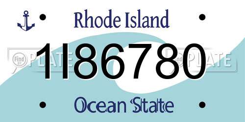 1I86780 Rhode Island License Plate