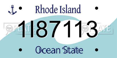 1I87113 Rhode Island License Plate