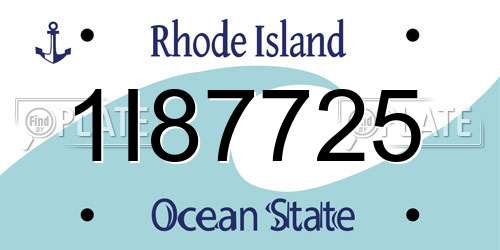 1I87725 Rhode Island License Plate