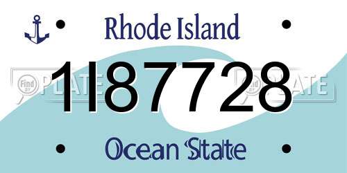 1I87728 Rhode Island License Plate