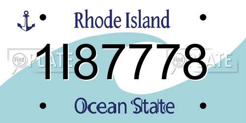 1I87778 Rhode Island License Plate