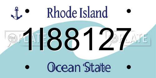1I88127 Rhode Island License Plate