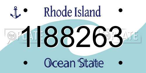 1I88263 Rhode Island License Plate